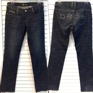 Vintage Y2K Bebe Low Rise Charlotte Bootcut Jeans 28 Logo Crystal Bling …